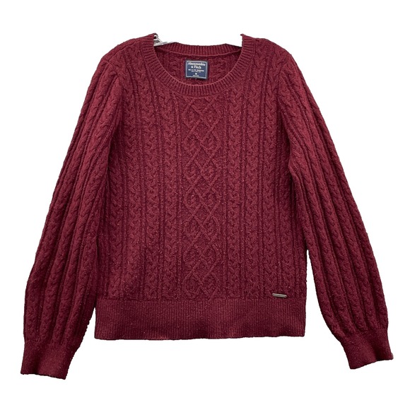 Abercrombie Fitch Cable Knit Sweater Women's Medium Red Academia 1